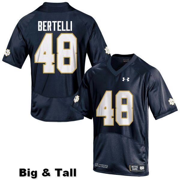 Men's NCAA Notre Dame Fighting Irish #48 Angelo Bertelli Stitched College Under Armour Authentic Navy Blue Big & Tall Football Jersey XG10R42XS